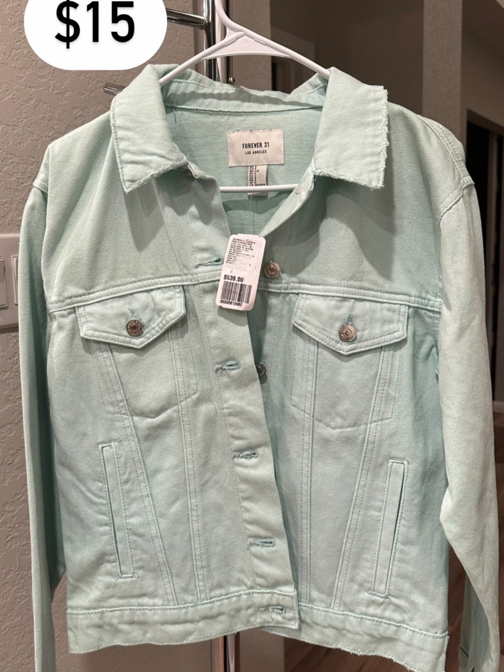 Forever 21 Pale Mint Denim Jacket